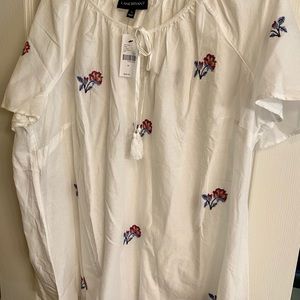 Lane Bryant top with cross-stitch detail, NWT